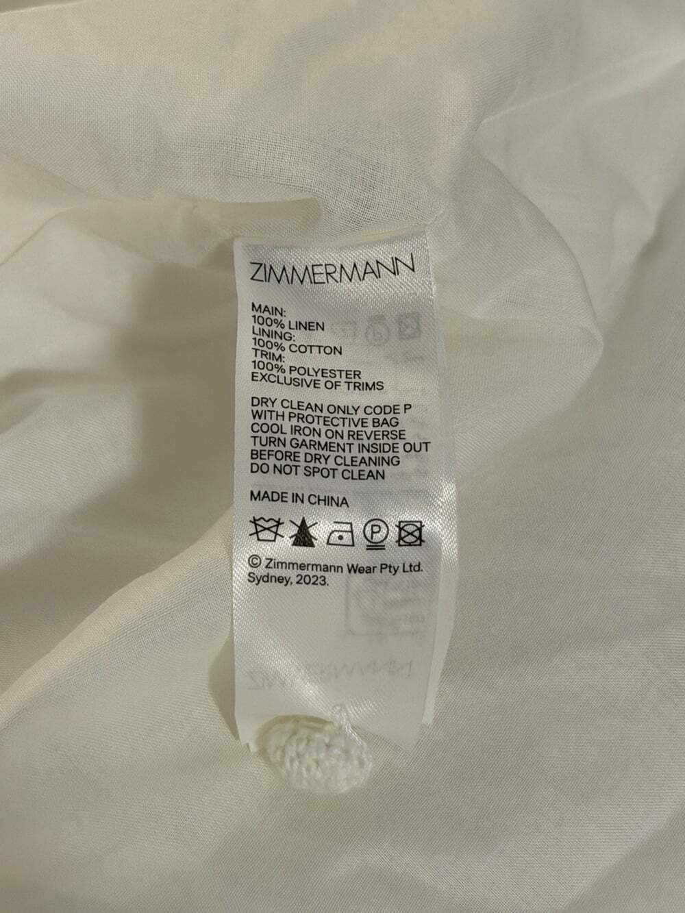Zimmermann Size 1 Ivory Pop Trimmed Mini Dress Linen Lace Embroidered Designer - Picture 4 of 7